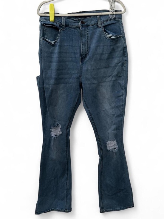 Fashion Nova Denim - Fashion Nova Dark Blue Distressed Flare Jeans